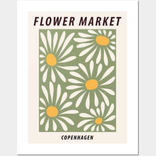 Flower market poster, Copenhagen, Posters aesthetic, Flower art, Chamomile, Daisy art print, Floral art Posters and Art